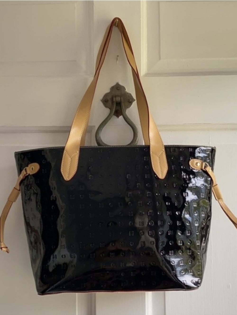 Italian Black Patent Leather Tote Bag